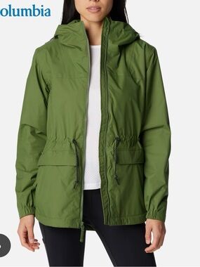 Columbia Green Sweet Creek Lined Rain Jacket with Drawstring Waist